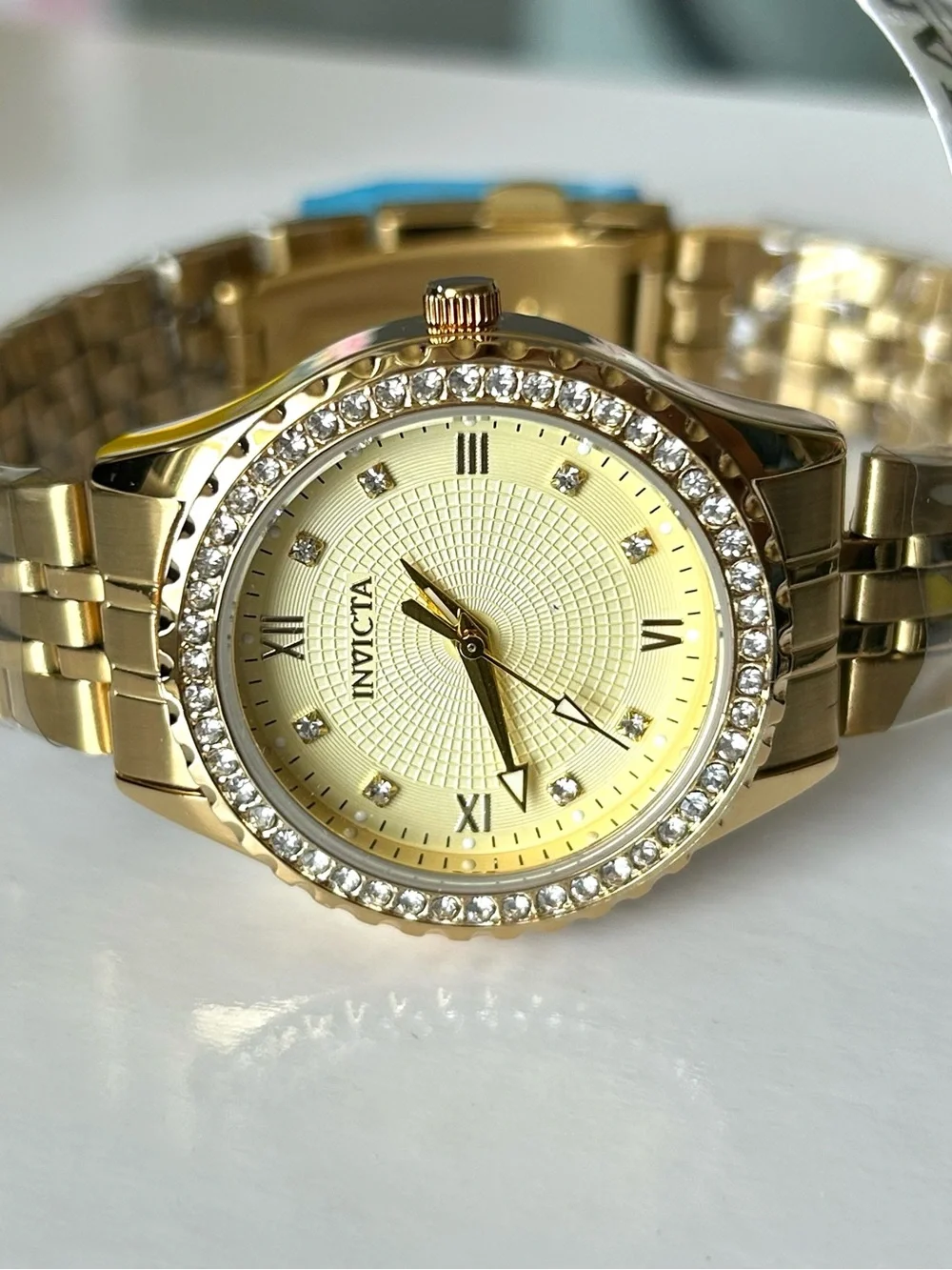 Invicta Women's Watch Wildflower Quartz Beige Dial Crystal Bezel YellowGold 6923